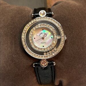 Adrienne Club A Black and Silver Women's Watch with Crystal Bezel